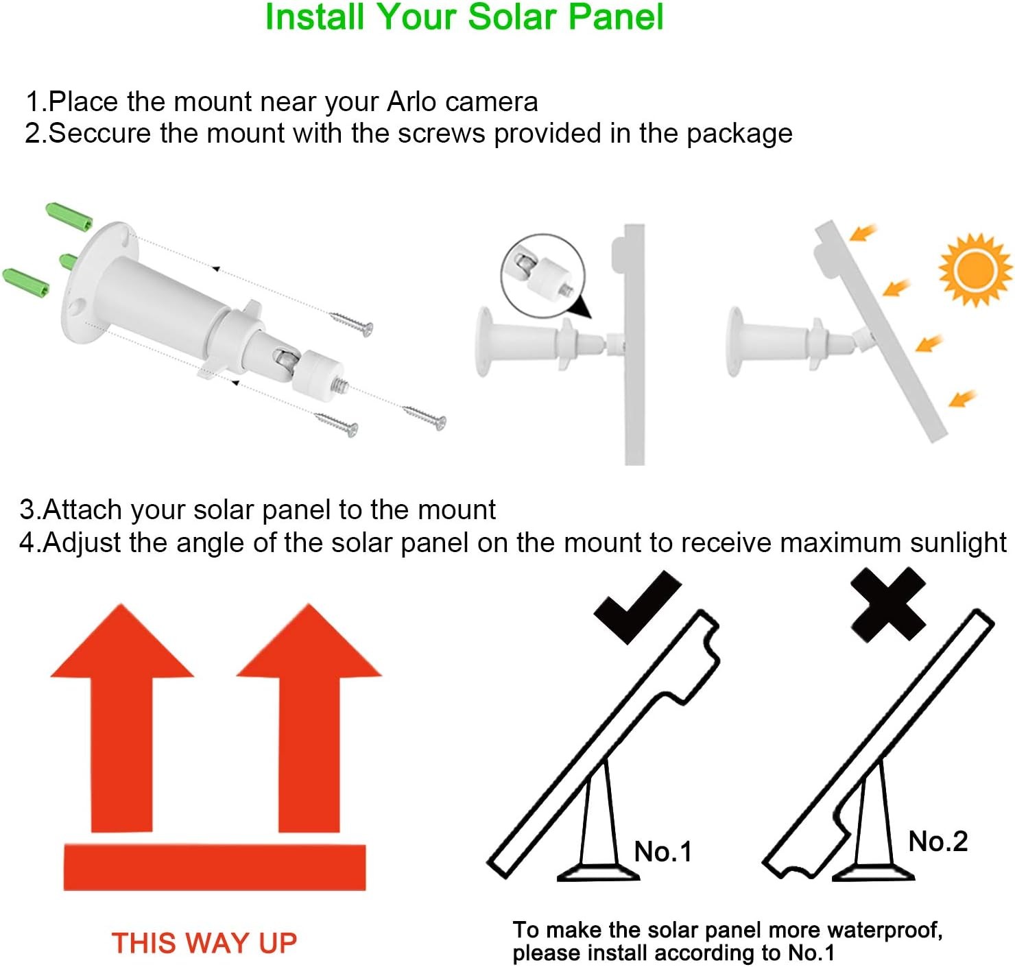 Solar Panel Compatible with Arlo Pro and Pro&Pro2, Silver
