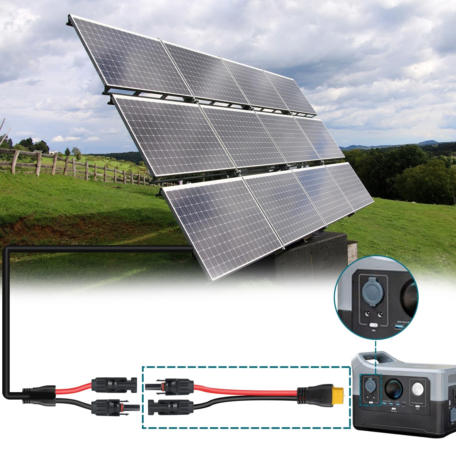 MENTBERY XT60 Connector, Solar to XT60 Extension Charging Cable 2FT, Solar to…