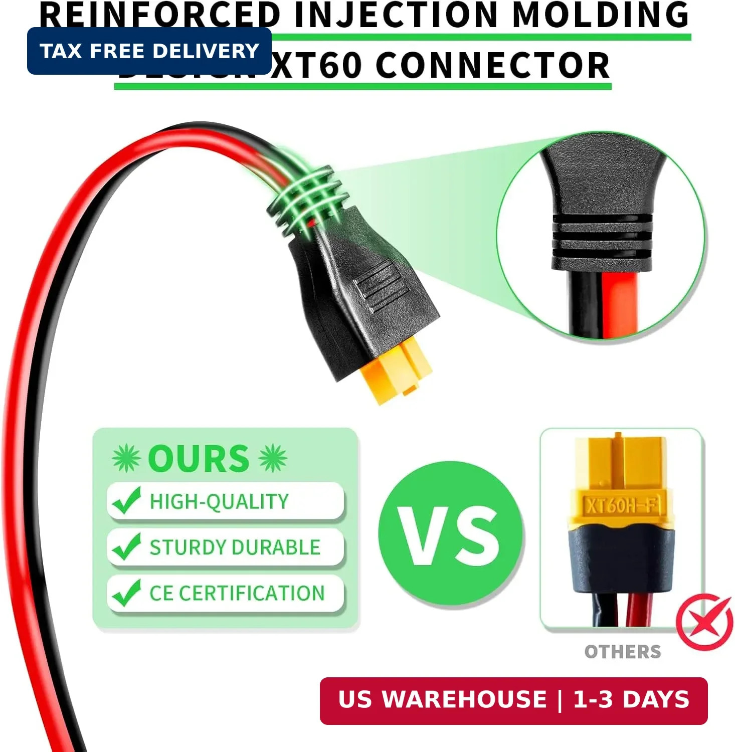 Ansoufien Solar Panel Connector to XT60 Connector Cable 20FT, 10AWG Solar to XT6