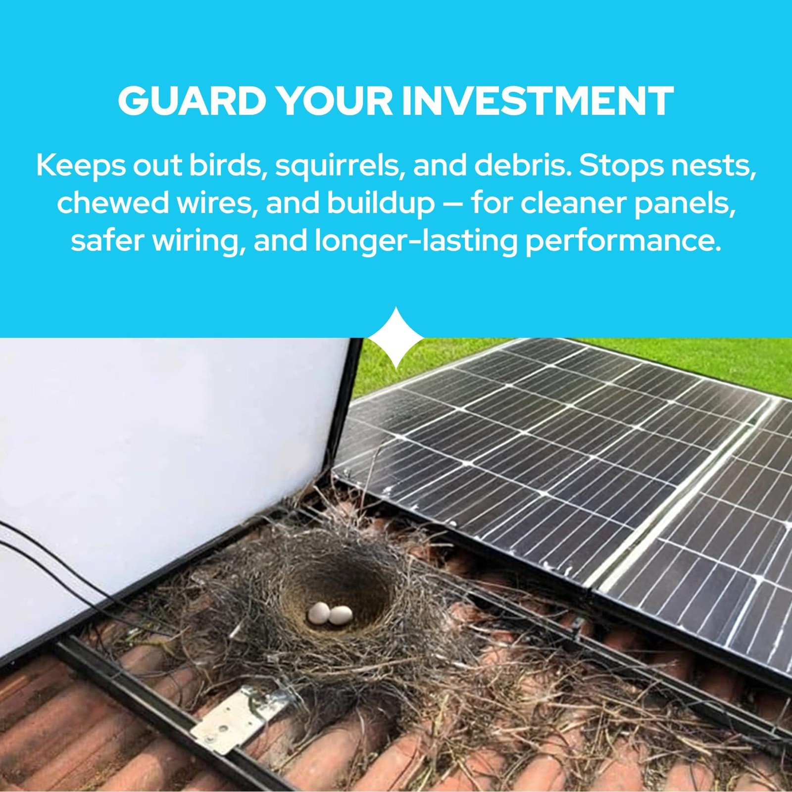 KASTLITE Solar Panel Bird Guard Mesh Kit – PVC Coated Galvanized Wire Screen wit