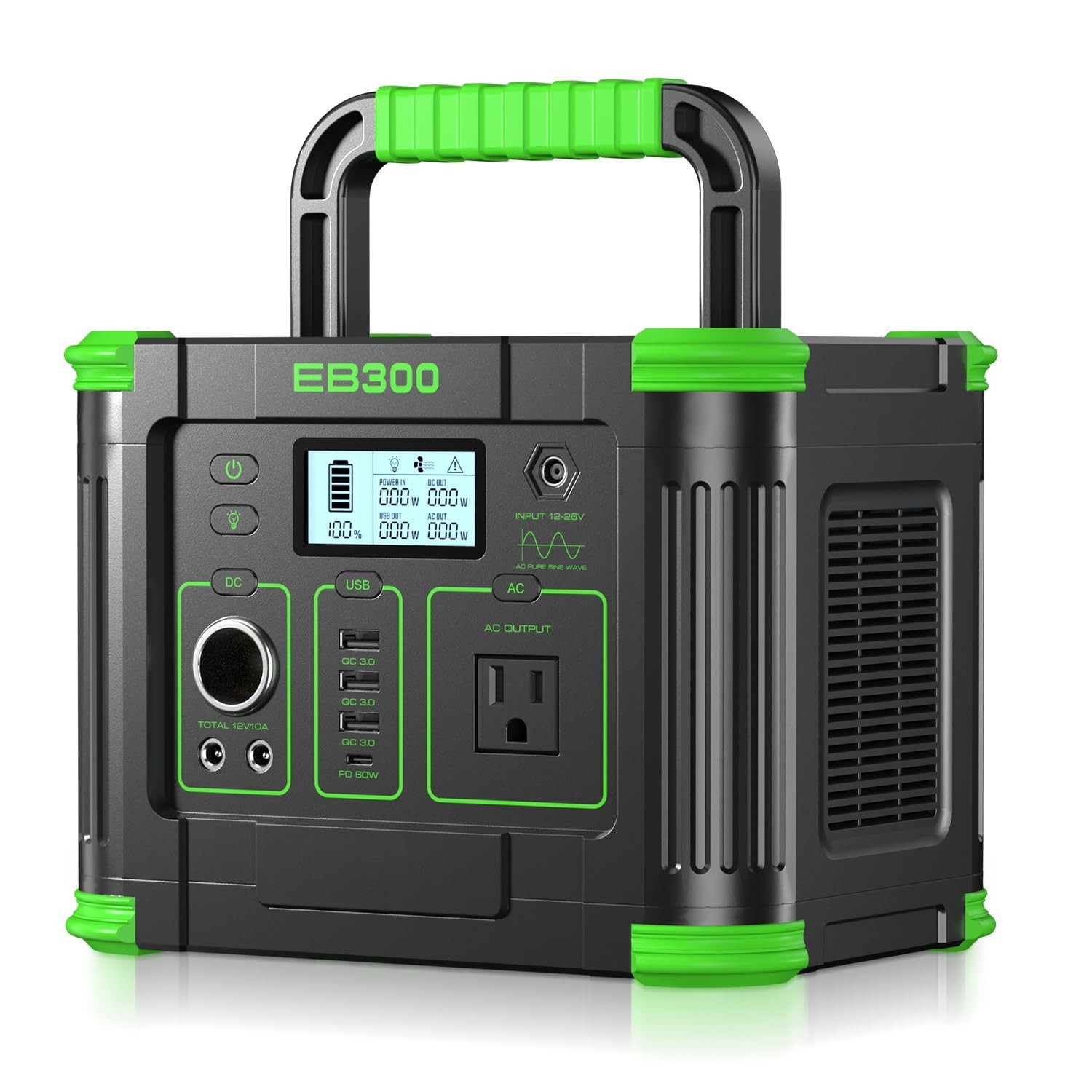Portable Power Station 300W, 288Wh Solar Generator, 60W USB-C, AC Outlet, Backup