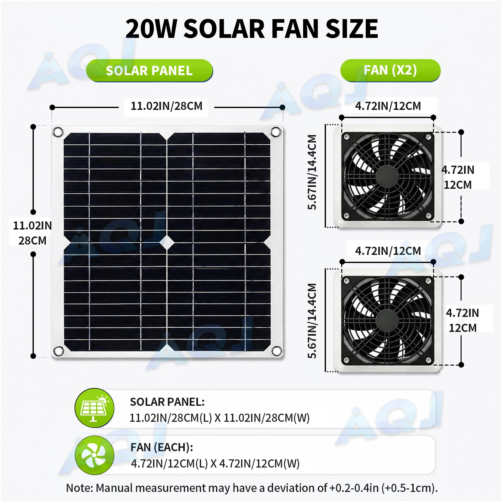 Solar Powered Fan Kit 25W Solar Panel Waterproof Exhaust Fan for Chicken Coop