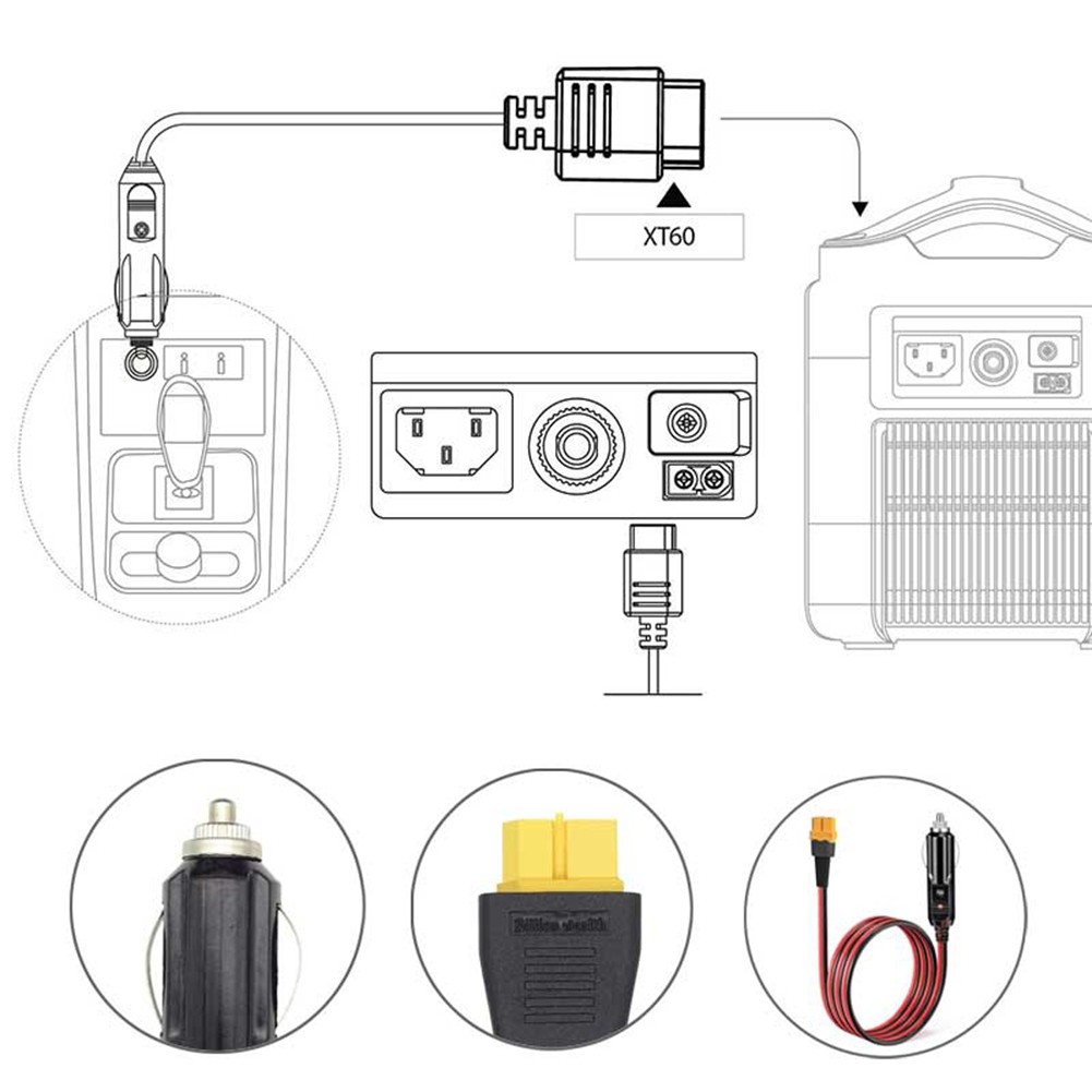 Car Lighter to 12V 24V Charging Cable for S2000 EB55,Anker4368