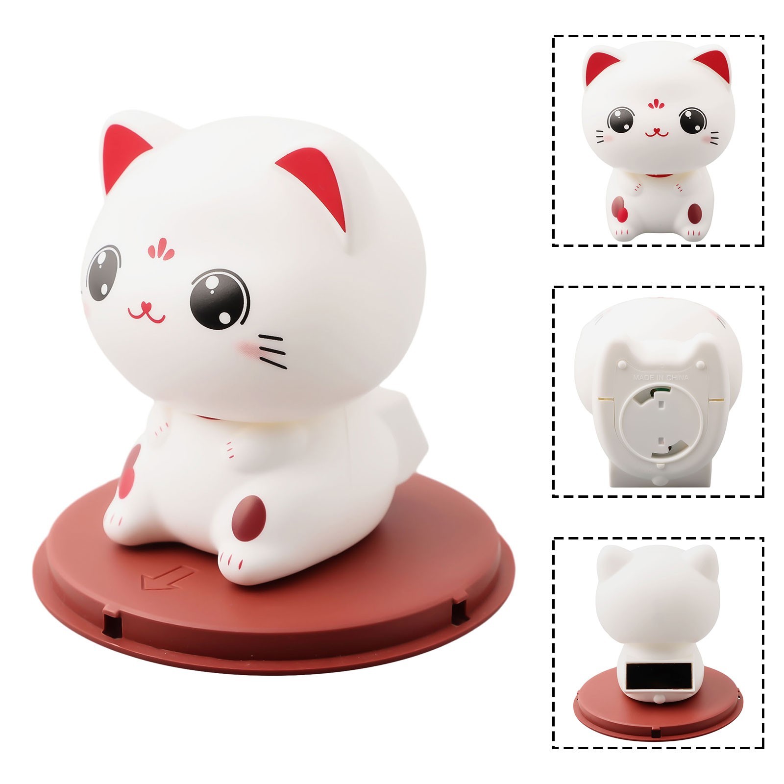 Lucky Cat Solar Powered Auto Waving Figurine Perfect for Good Luck and Wealth