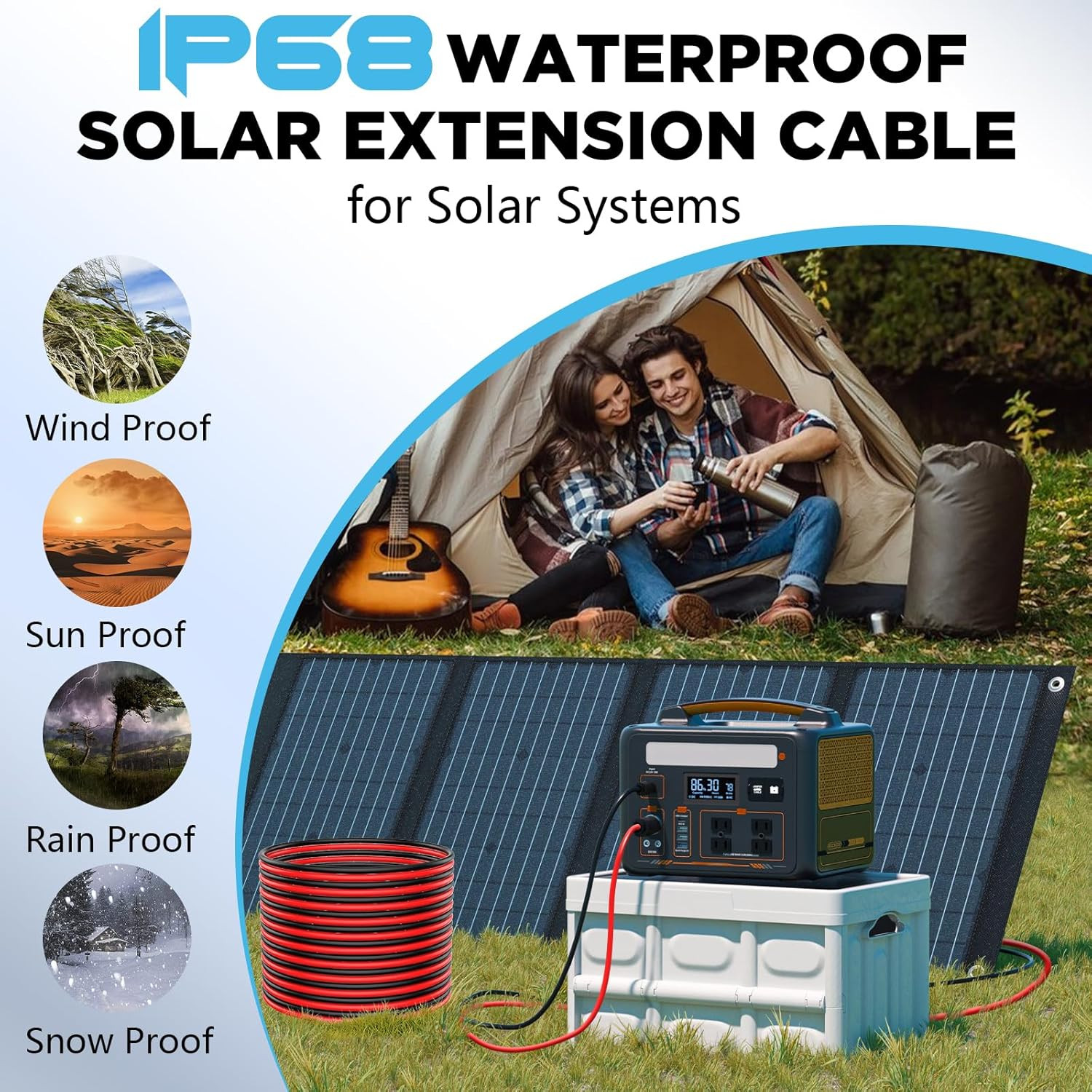 Solar Panel Wire 165Ft, Solar Wire 10AWG, Solar Cables, Solar Extension Cable, 1