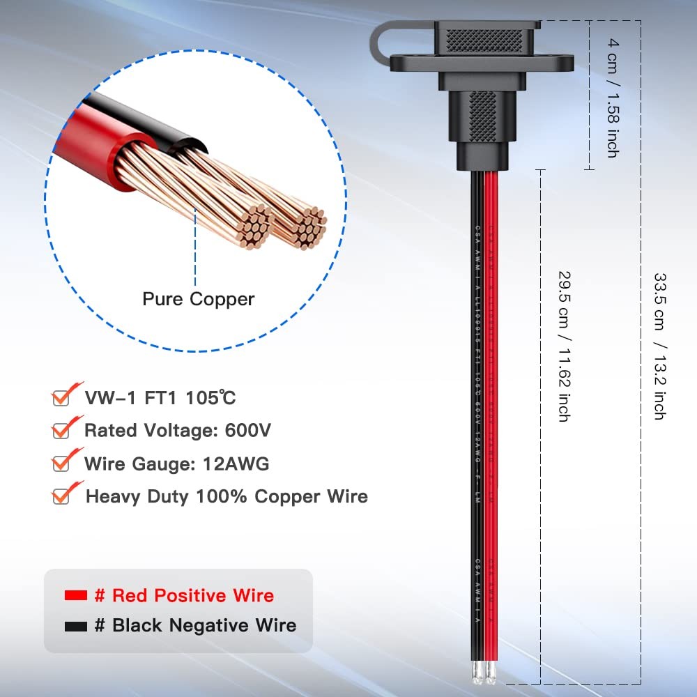 SAE Connector, Rectangular SAE Power Socket Sidewall Port, Weatherproof SAE Q…