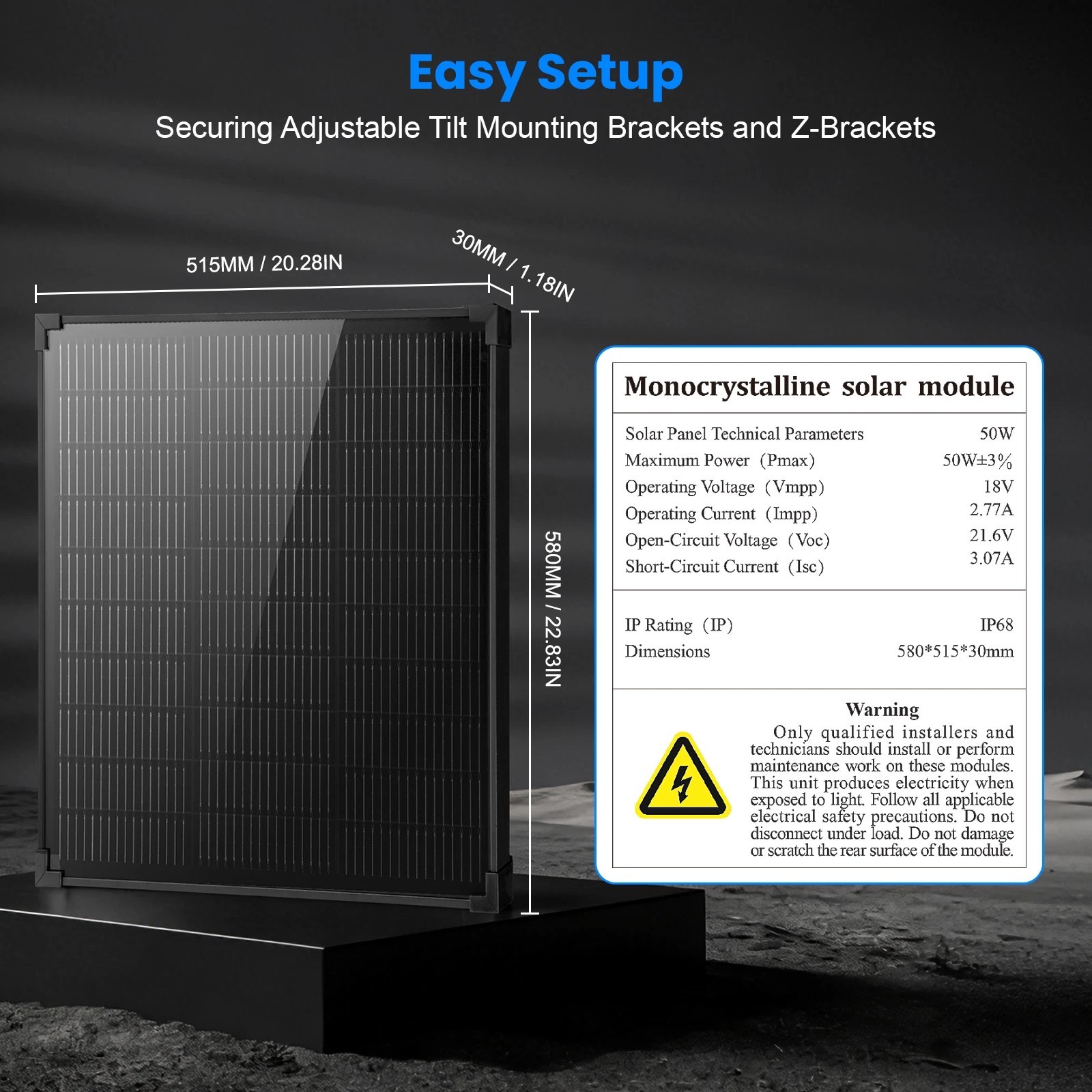 50W N-Type Mono Solar Panel Kit Off-Grid Home RV Battery Roof Boat Camping US