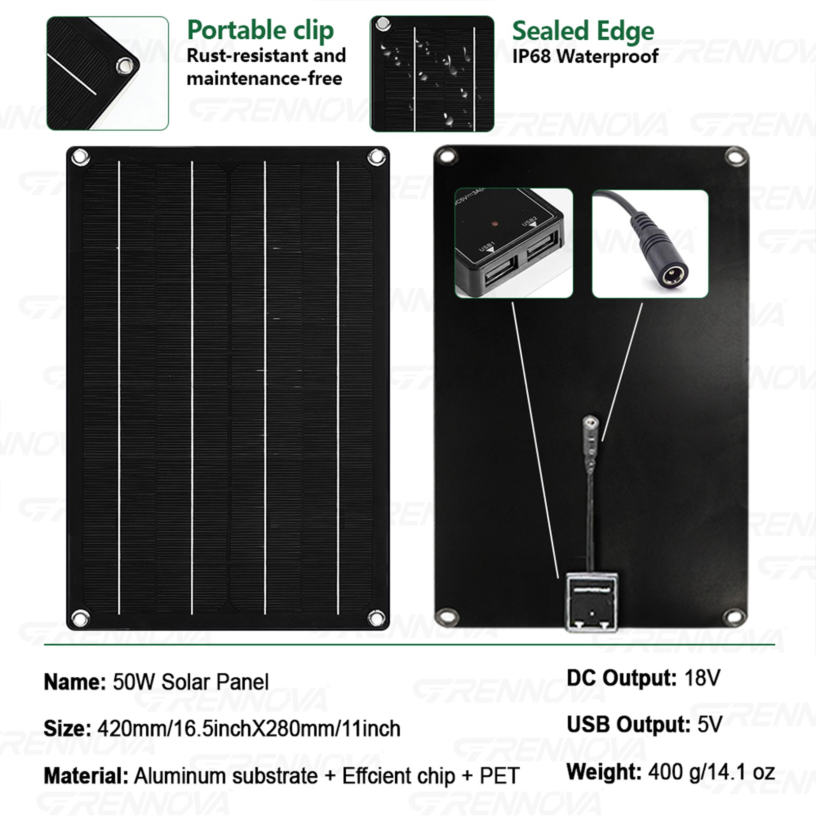 Grennova 1500W Solar DIY Kit 60A MPPT 50W Panel Off-Grid RV Camping Power
