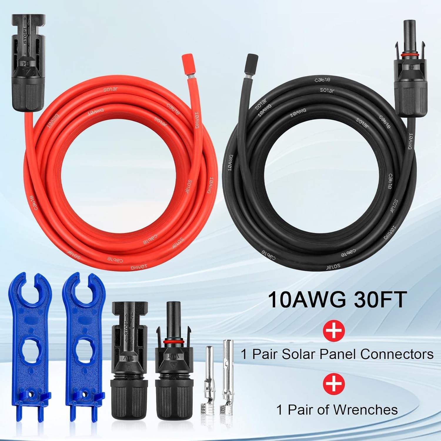 10AWG Solar Extension Panel Cable – 30FT Solar Wire with Waterproof Female and M