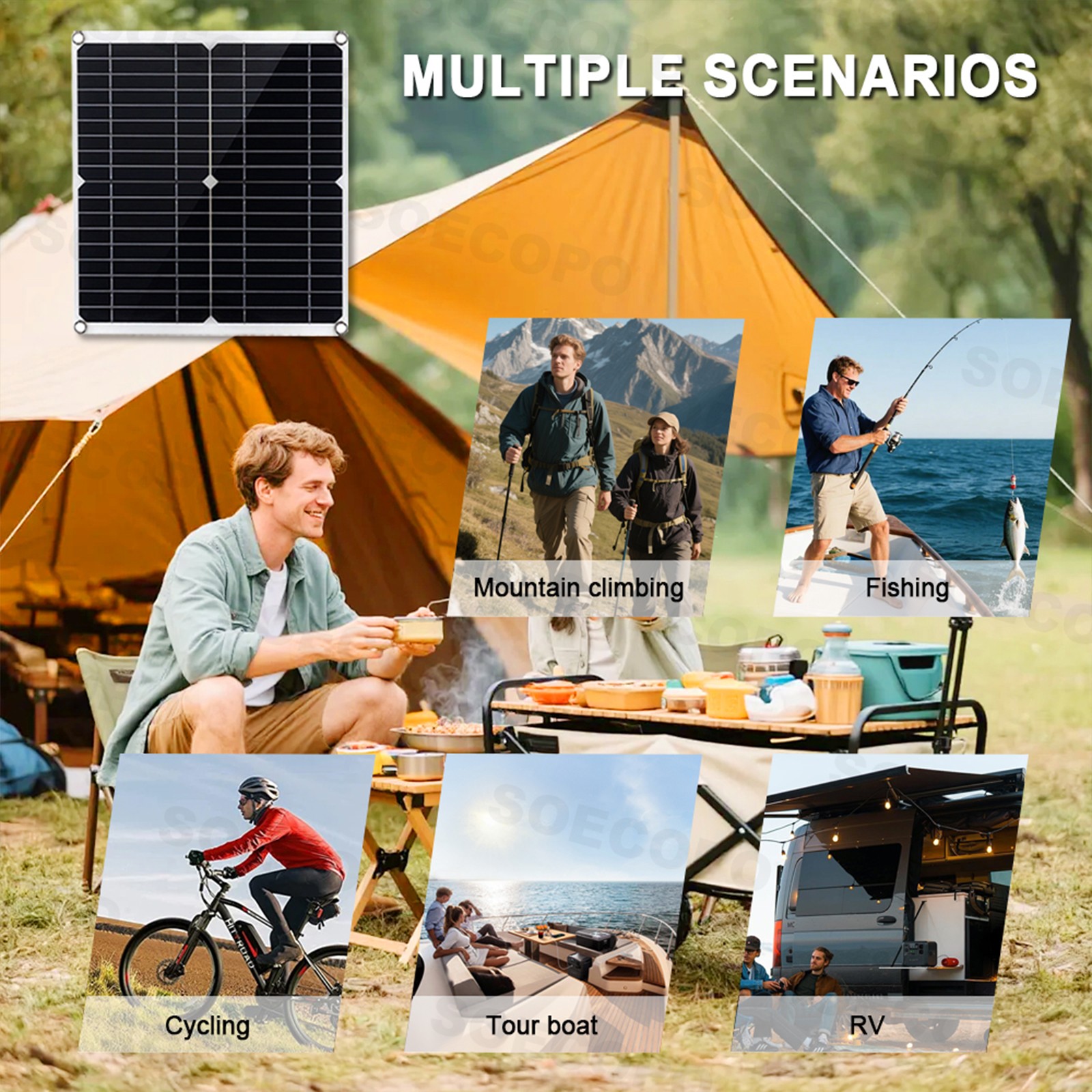 1200W Solar Panel Combo – 4 x 300W + 100A Controller + Y-Cable + Suction Cups