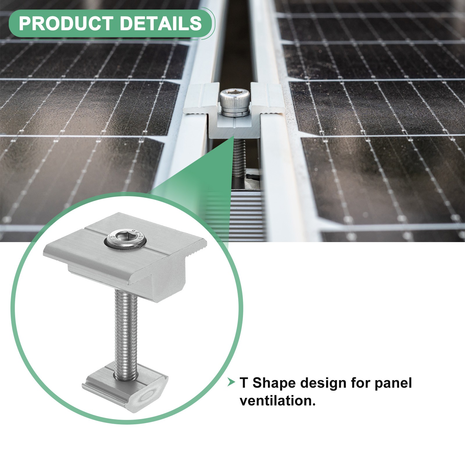 6 Pieces T-Clamp 45mm for Solar Panels for RV White