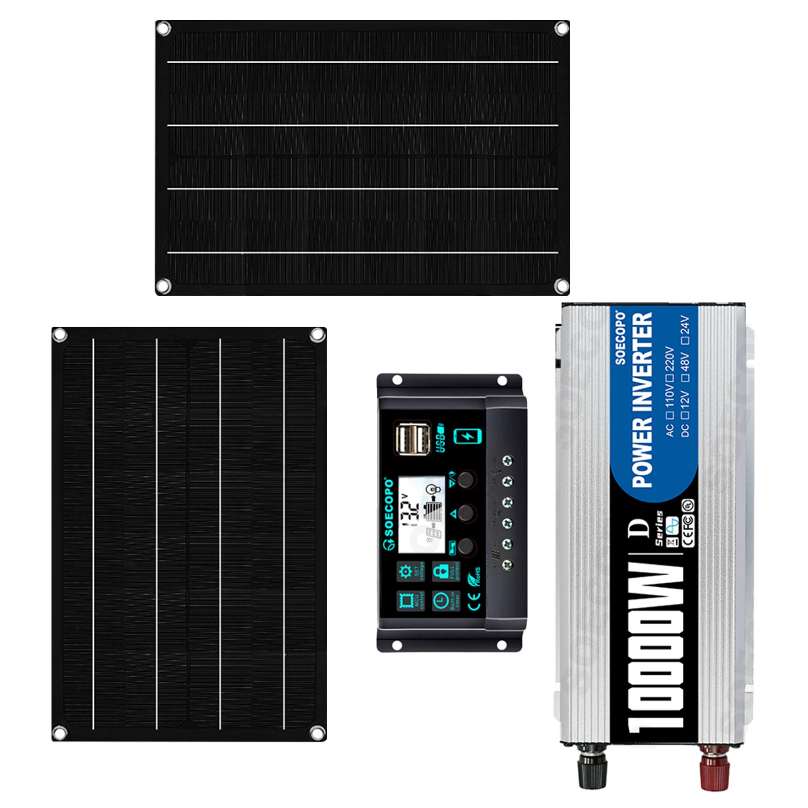 10000W Solar Starter Kit 2x High-Yield Solar Panels + 100A Charge Controller2T