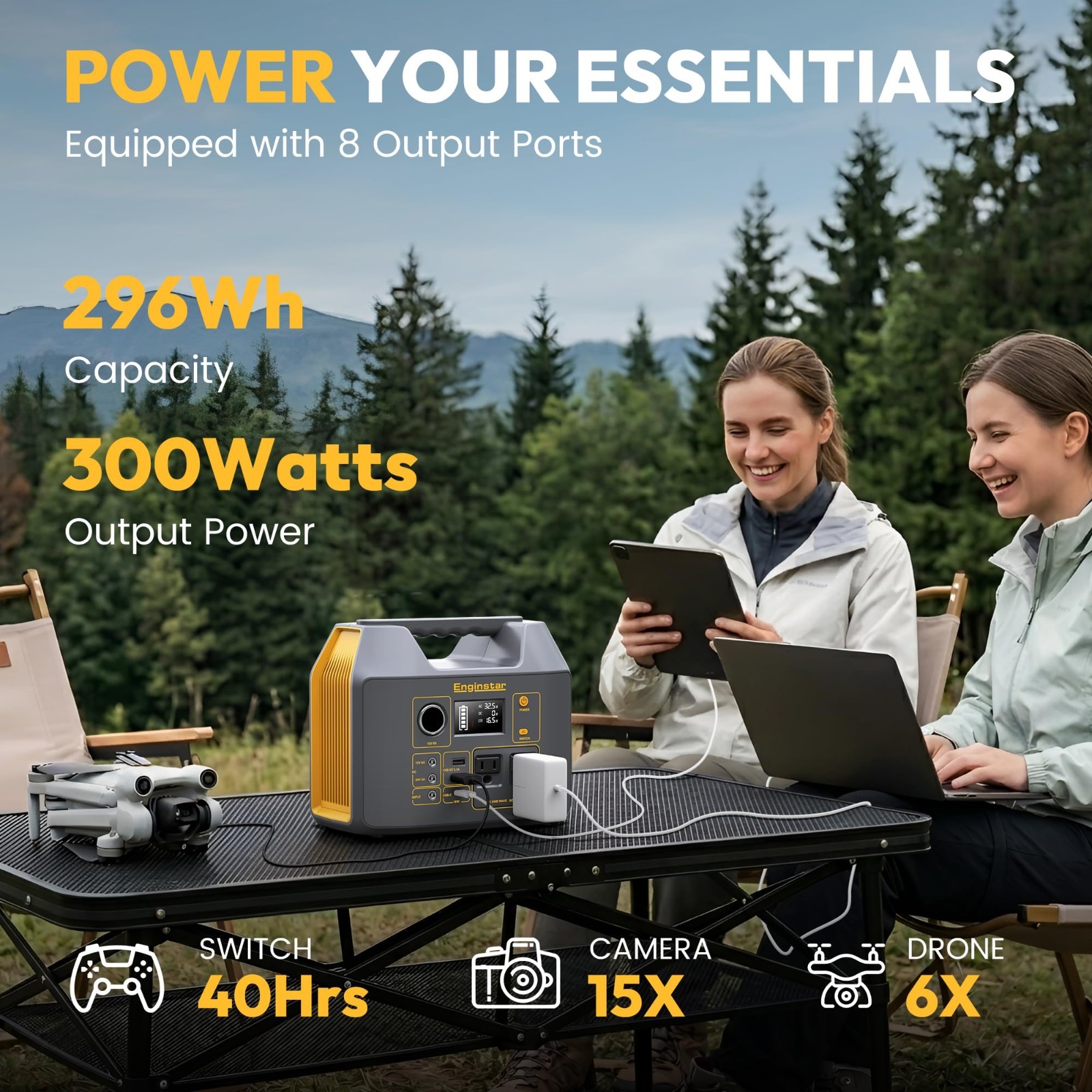 Portable Power Station 300W Solar Generator 296Wh Battery Pack for Camping RV Tr