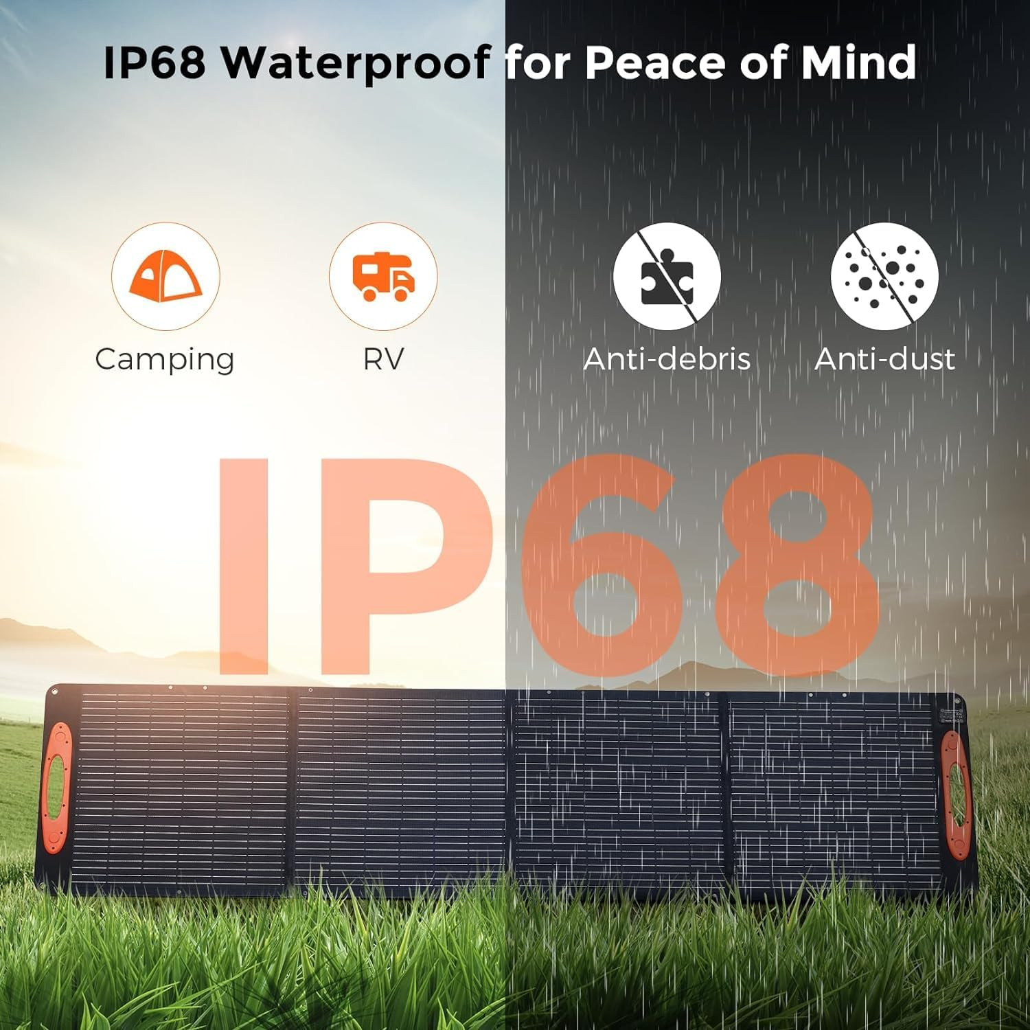 Portable Solar Panel 210W, 99% Power Station Compatible, IP68 Waterproof, High-E