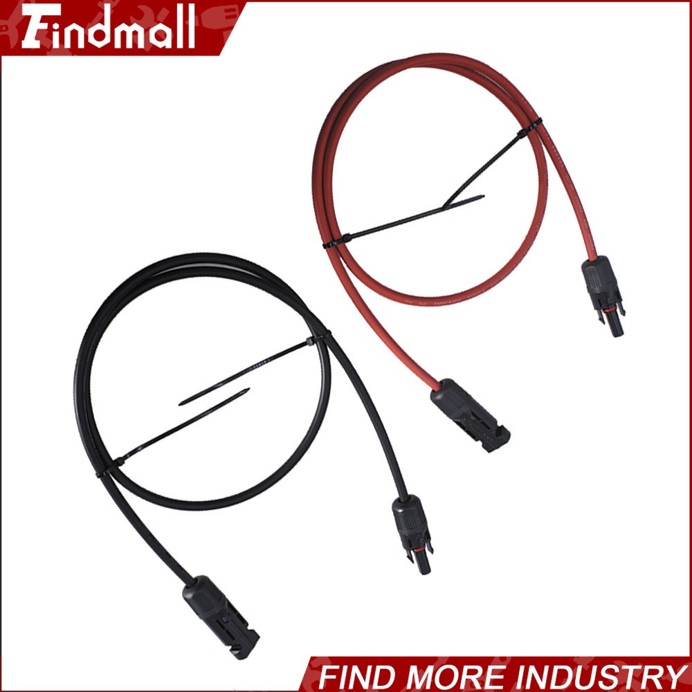 Findmall 1 Pair 5ft 12AWG Black + Red Solar Panel Extension Cable Wire Connector