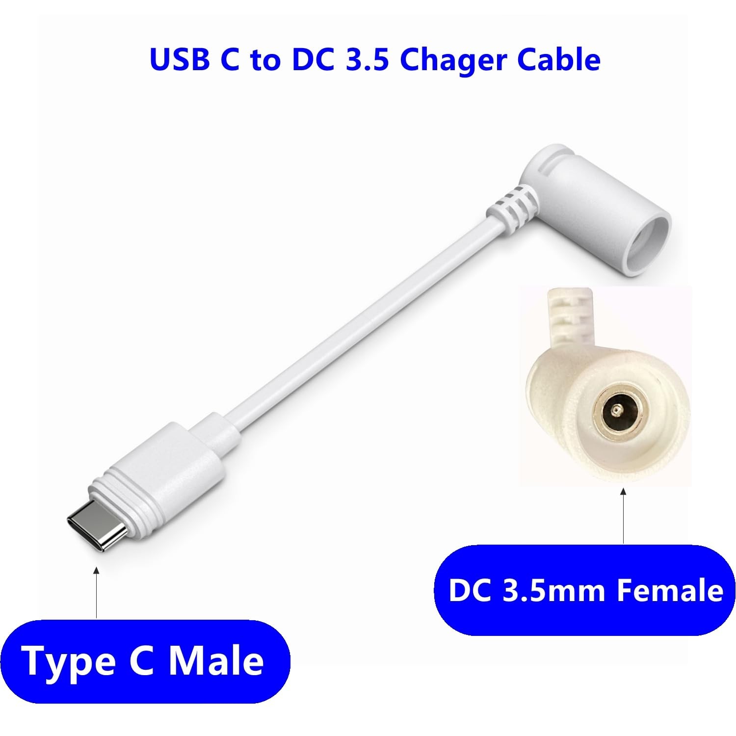 White Ring Barrel Plug to USBC Adapter Compatible with 1st Gen Solar Panel, …