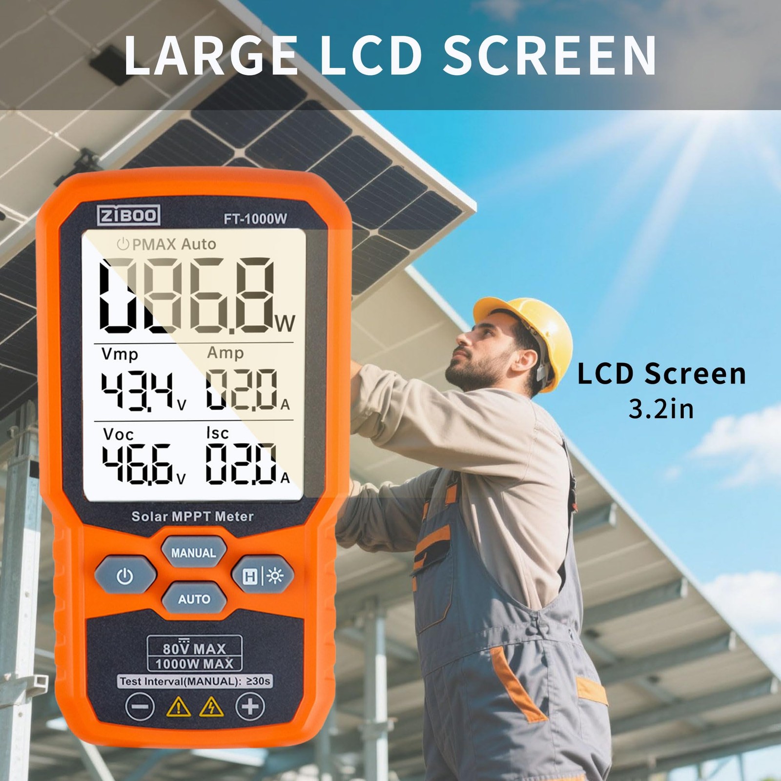 Probador De Paneles Solares MPPT 1000W Con Pantalla Retroiluminada Pro
