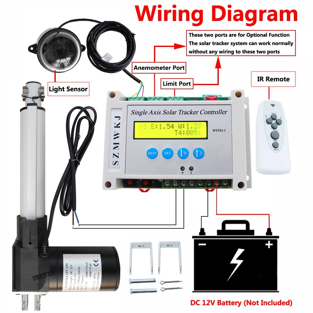 6000N 16″ Linear Actuator&Controller&Complete Single Axis Solar Tracking Tracker