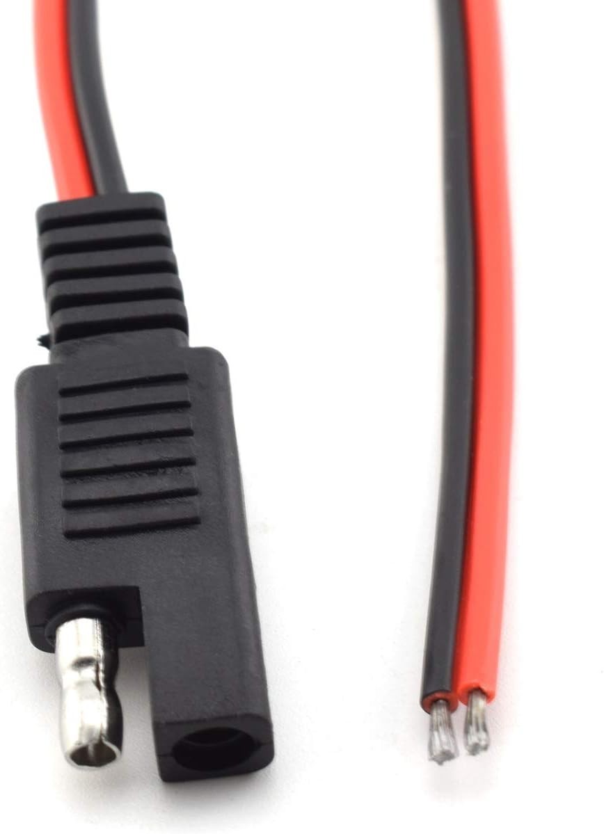 Durable 1ft SAE Extension Cable 10A – 2-Pin Quick Connector for Solar Power