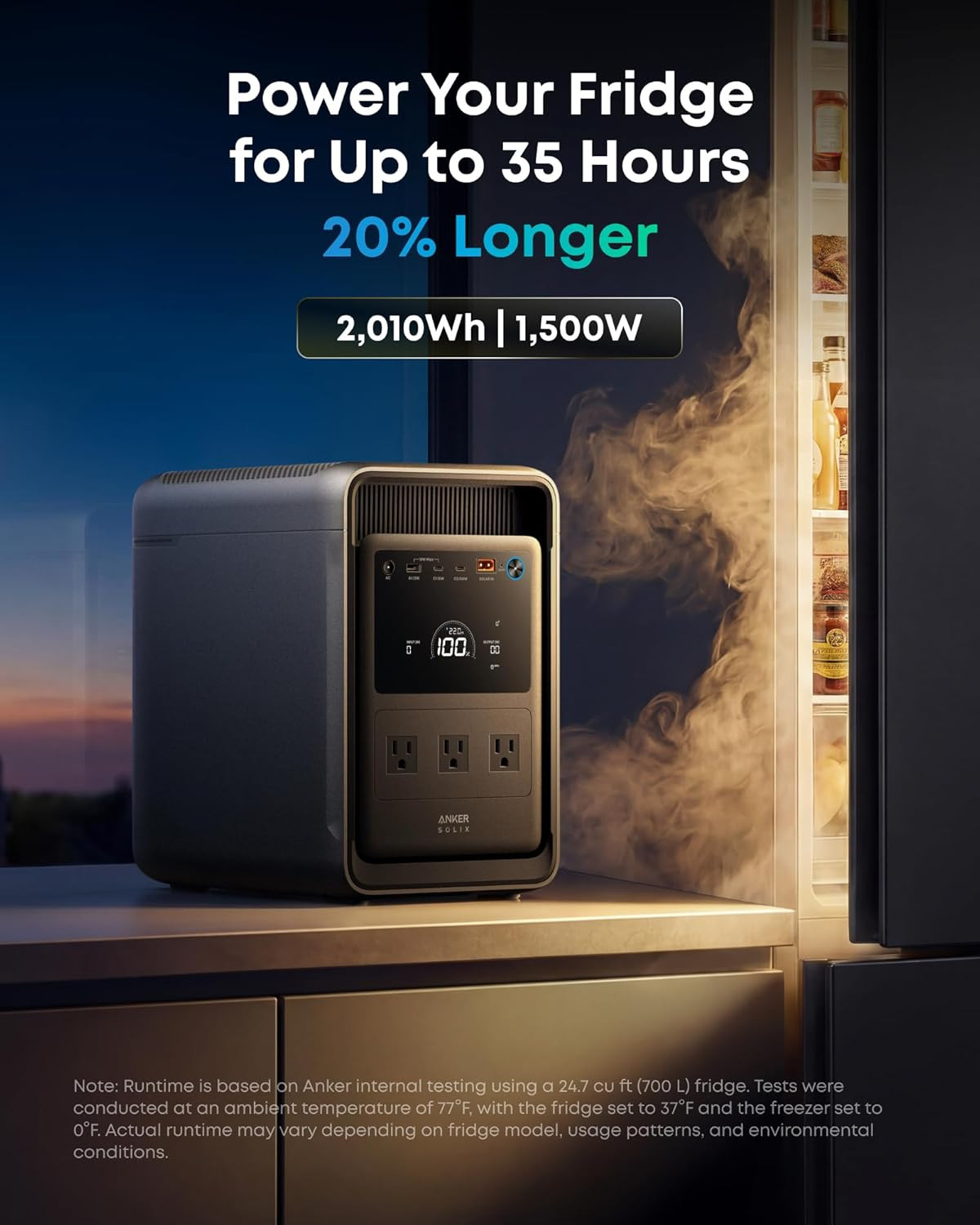 Anker SOLIX S2000 Portable Power Station with 200W Bifacial Solar Panel, 1,500W