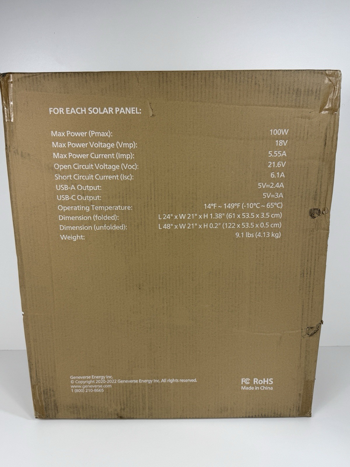 Geneverse SolarPower ONE GV-SP-100 200W Portable Solar Panel Kit 2x100W Sealed