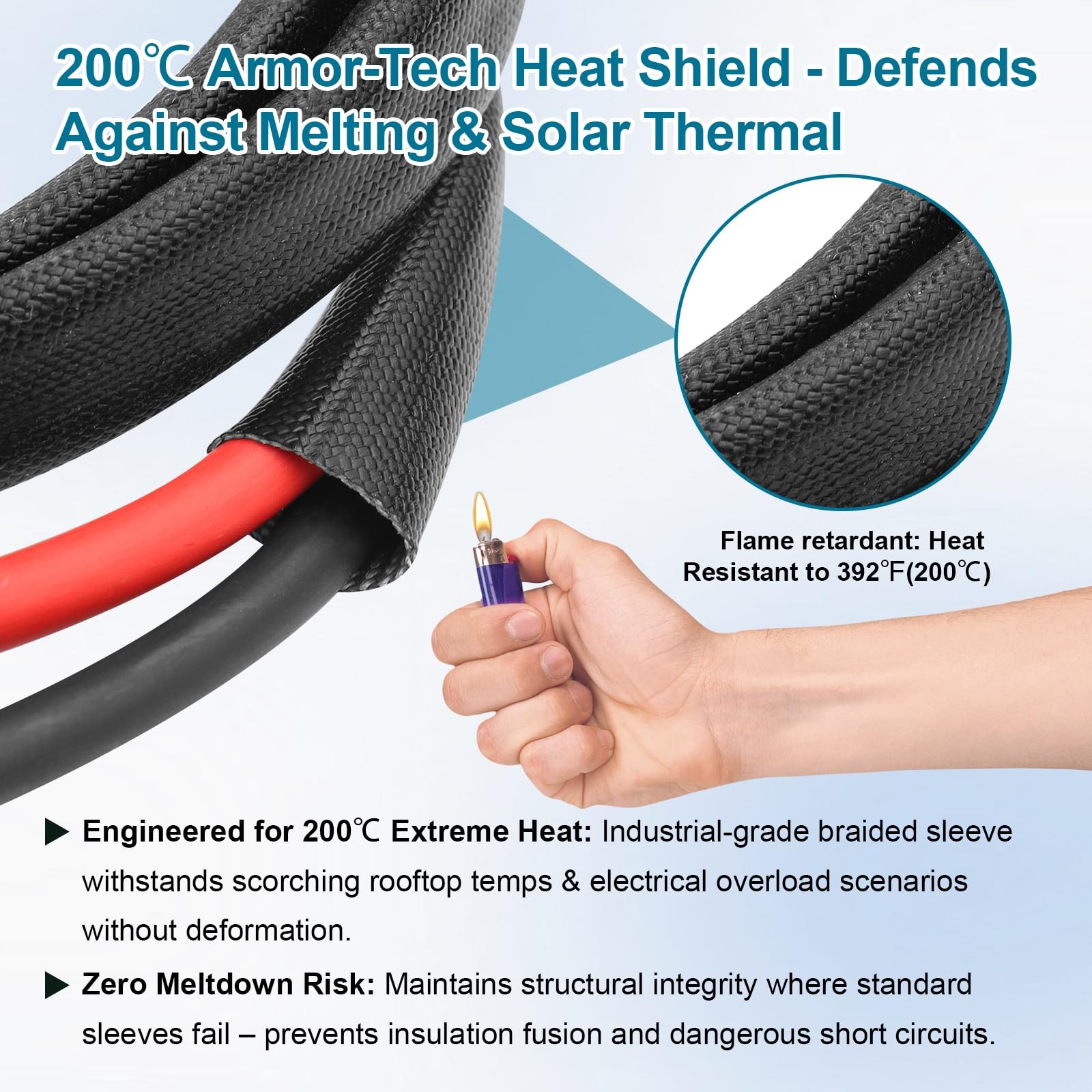 8AWG Solar Cable 15FT Solar Panel Extension Cord PV Wire Flame Retardant Waterpr