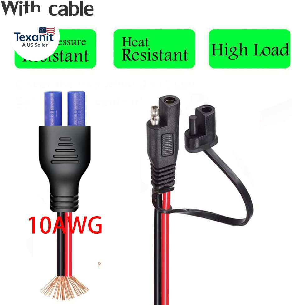 10AWG SAE to EC5 Connector Extension Cable,With 15A Protection Fuse for Safety,S