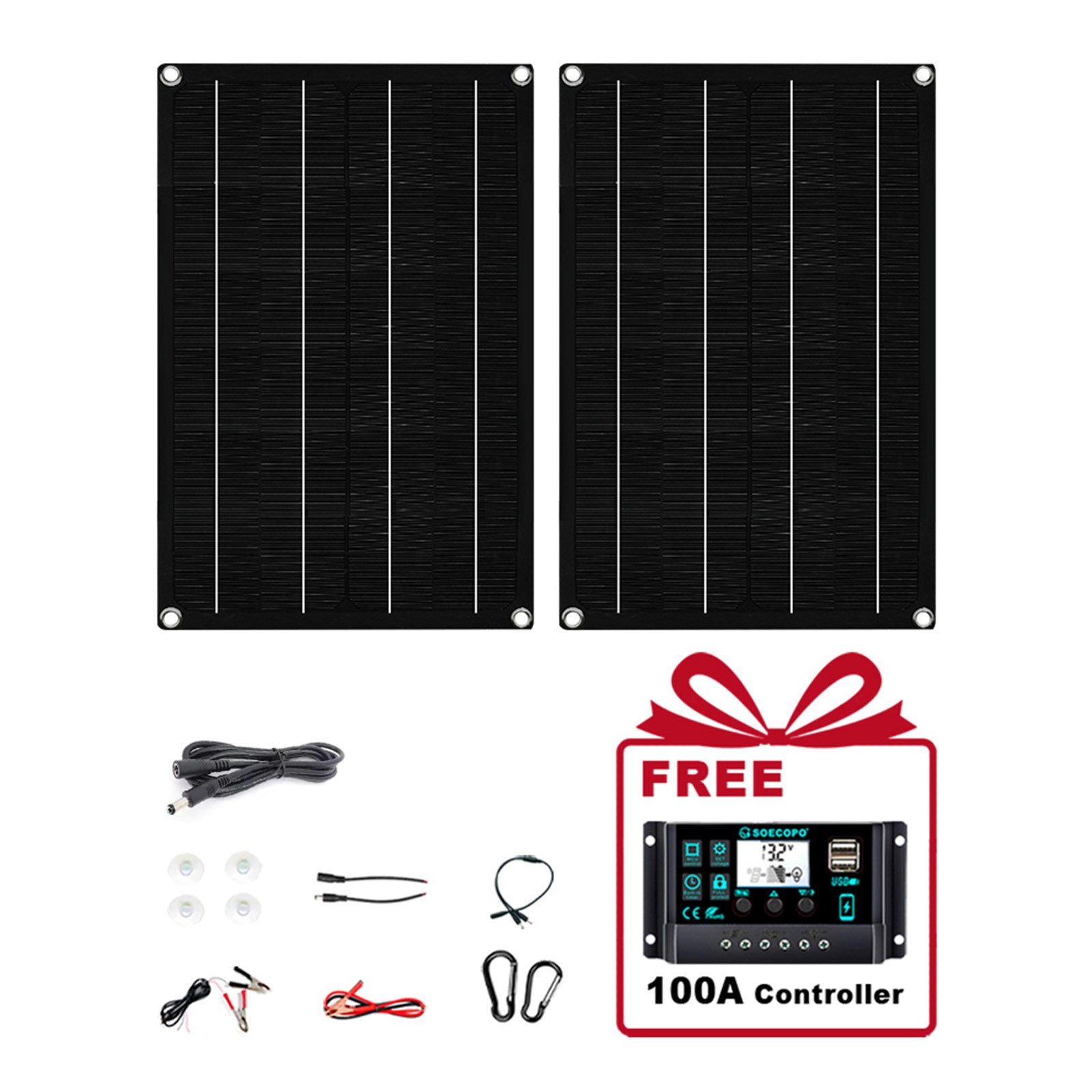 1200W Solar Panel Set – 2 x 600W Concentrator Panels + 100A Controller Outdoor