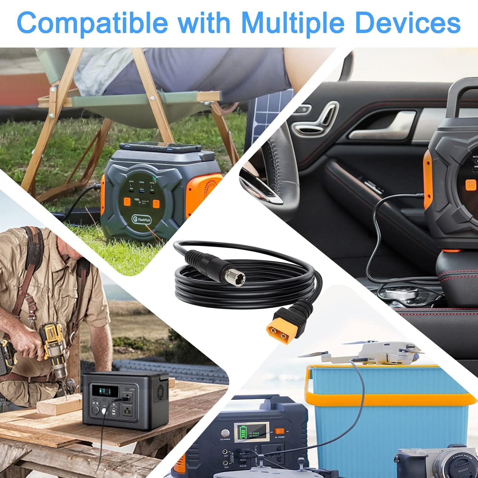 XT60 to 8mm Adapter Cable Bullet Connector 14AWG DC 8020 Power Adapter Cable