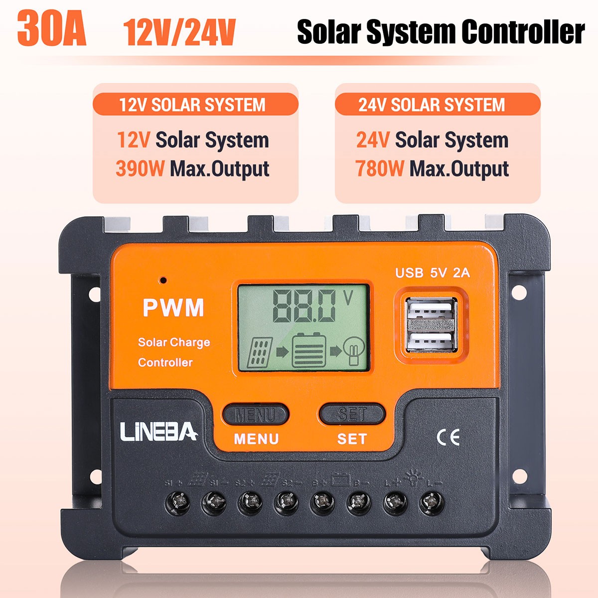 PWM 100A Solar Charge Controller PV Regulator For Gel Sealed Flooded Li Battery