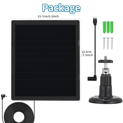 Solar Panel Charger for Ring Camera, Compatible with Ri ng Stick Up Black-1Pack