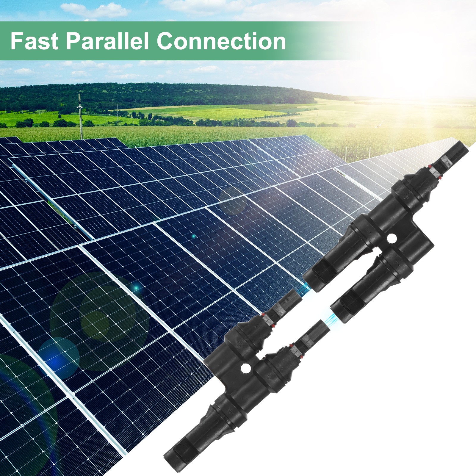Solar Panel Connector T Branch 2 to 1 Parallel Adapter Solar Panel Splitter