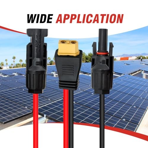 Solar to XT60 Charge Extension Cable, Solar Panel Connector 25FT-7.62M 10AWG
