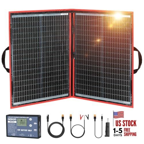 100W Portable Foldable Solar Panel Kit (19x26in, 5.3lb), with Separate 110W