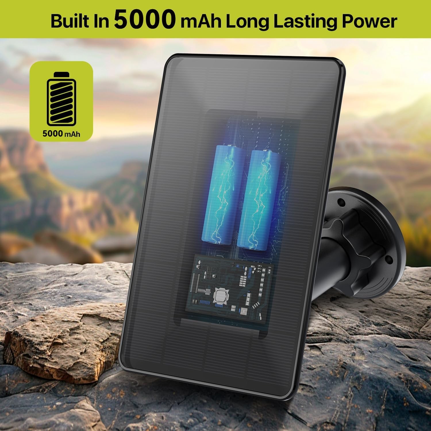 Solar Panel for Trail Camera 2-Pack, 5000mAh Battery, IP66 Waterproof, USB-C & D