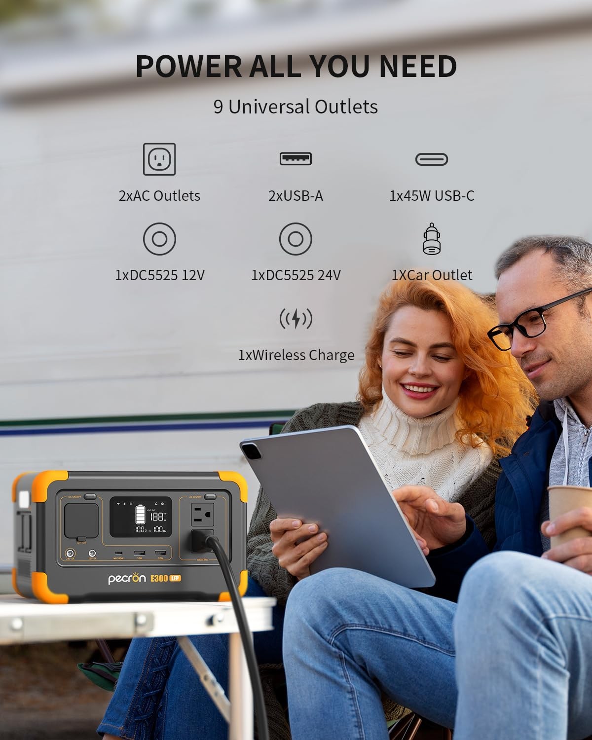 PECRON Portable Power Station E300LFP, 288Wh Solar Generator, 2 Up to 600W AC…