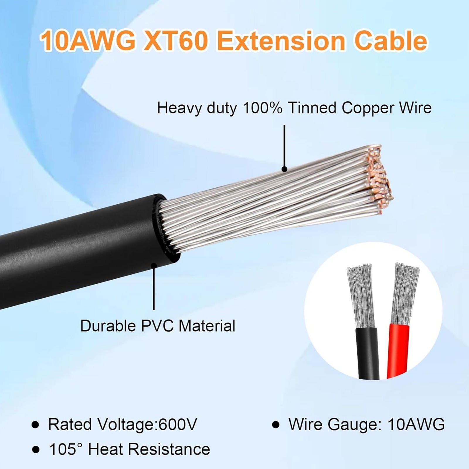 XT60 Female to Solar Connector Extension Cable Wire for Solar Generator