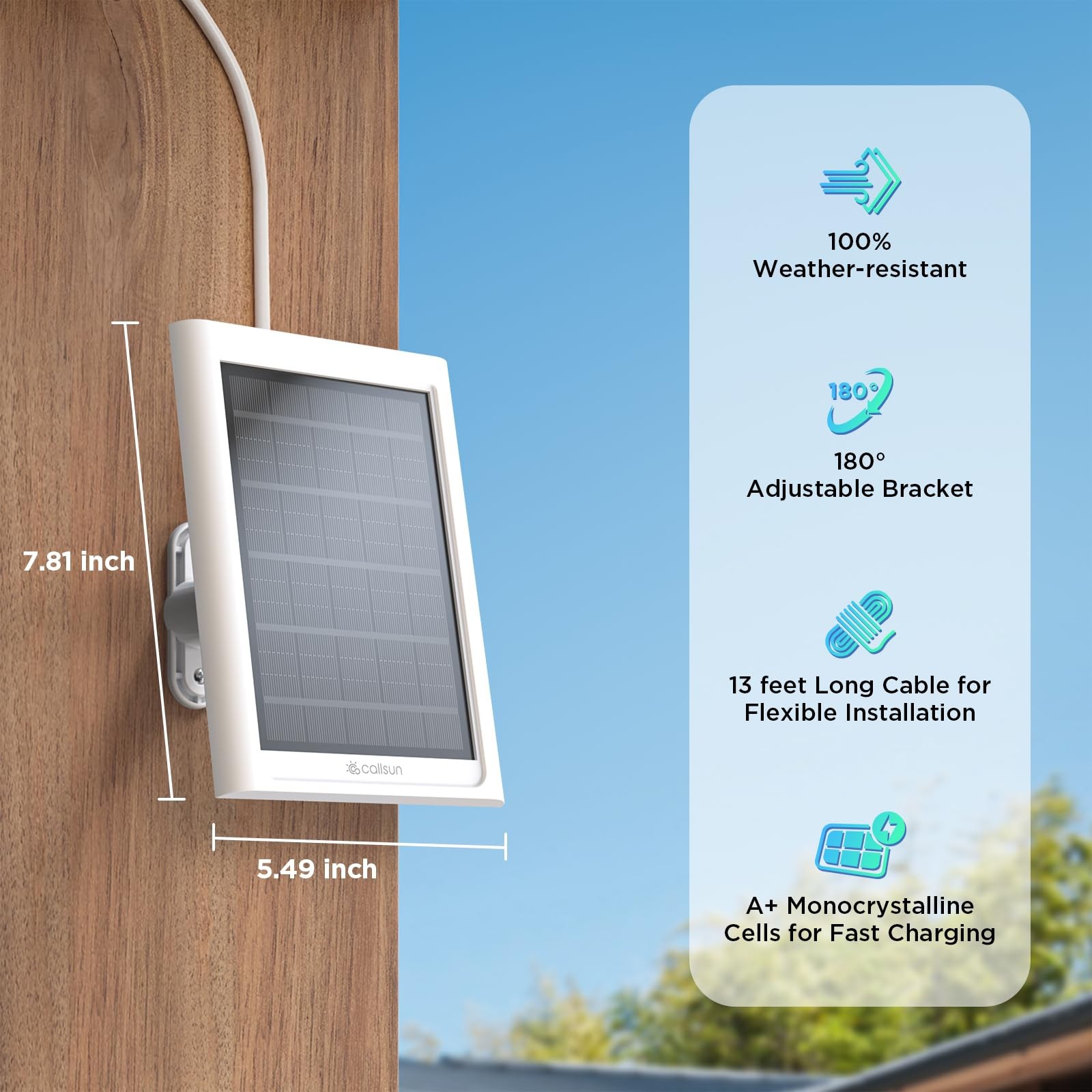 Solar Panel for Ring Camera, 1 Pack Solar Charger Compatible with Ring Stick …