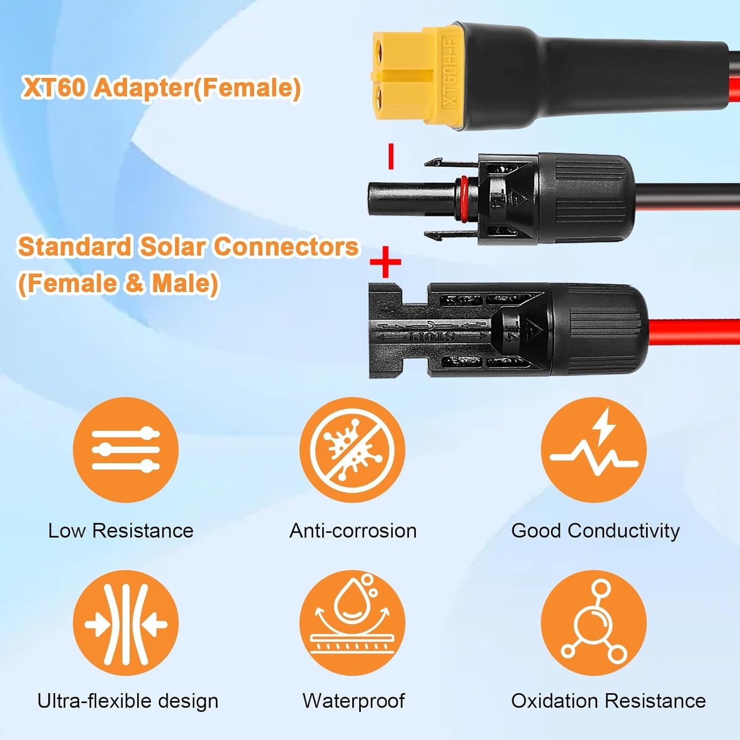 10AWG 15FT XT60 Solar Extension Cable 2 3 6 10 15 20 25 35 40 50 75 100FT XT6…