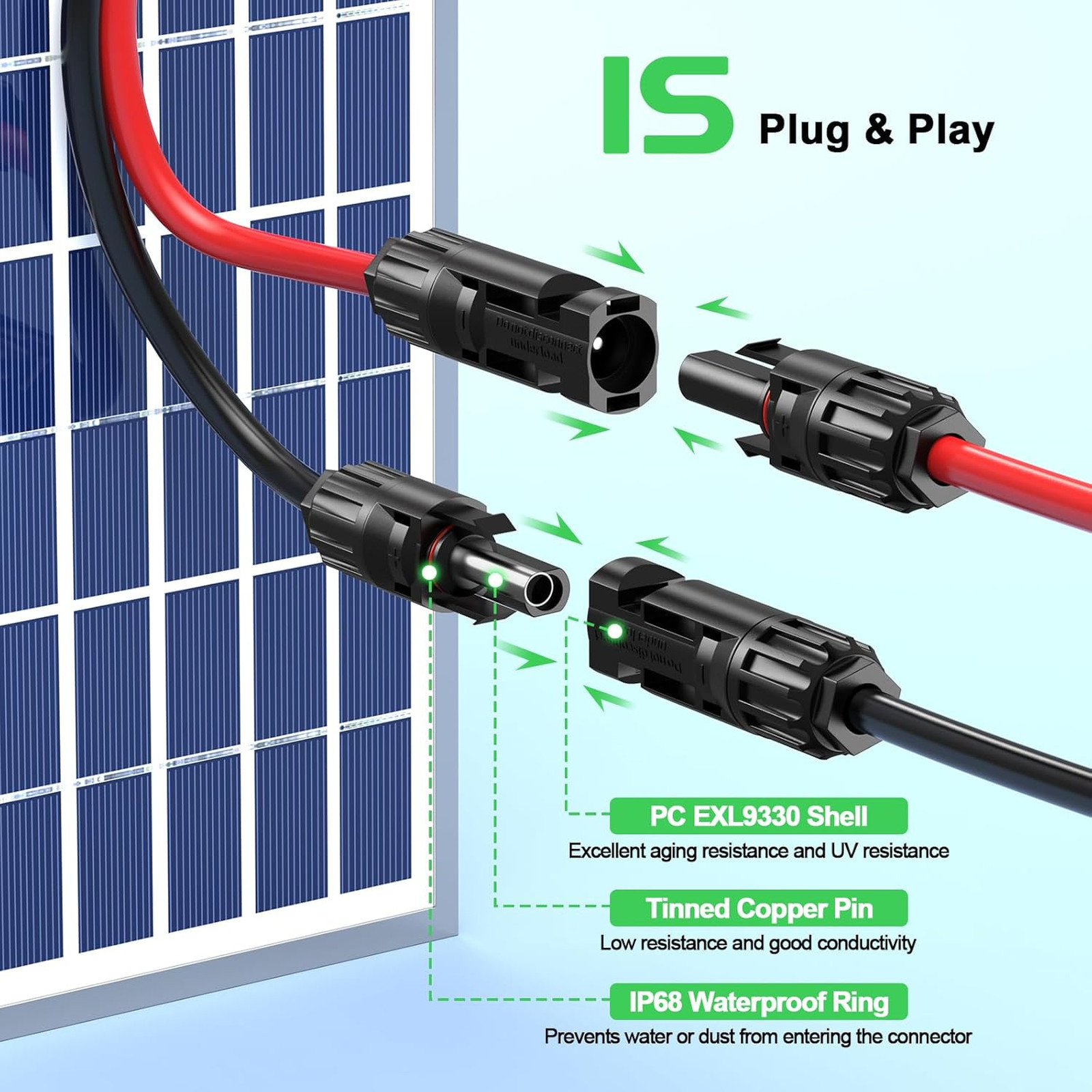 Solar Panel Cable XT60 Extension 12AWG 2FT Compatible with EcoFlow Anker Solix