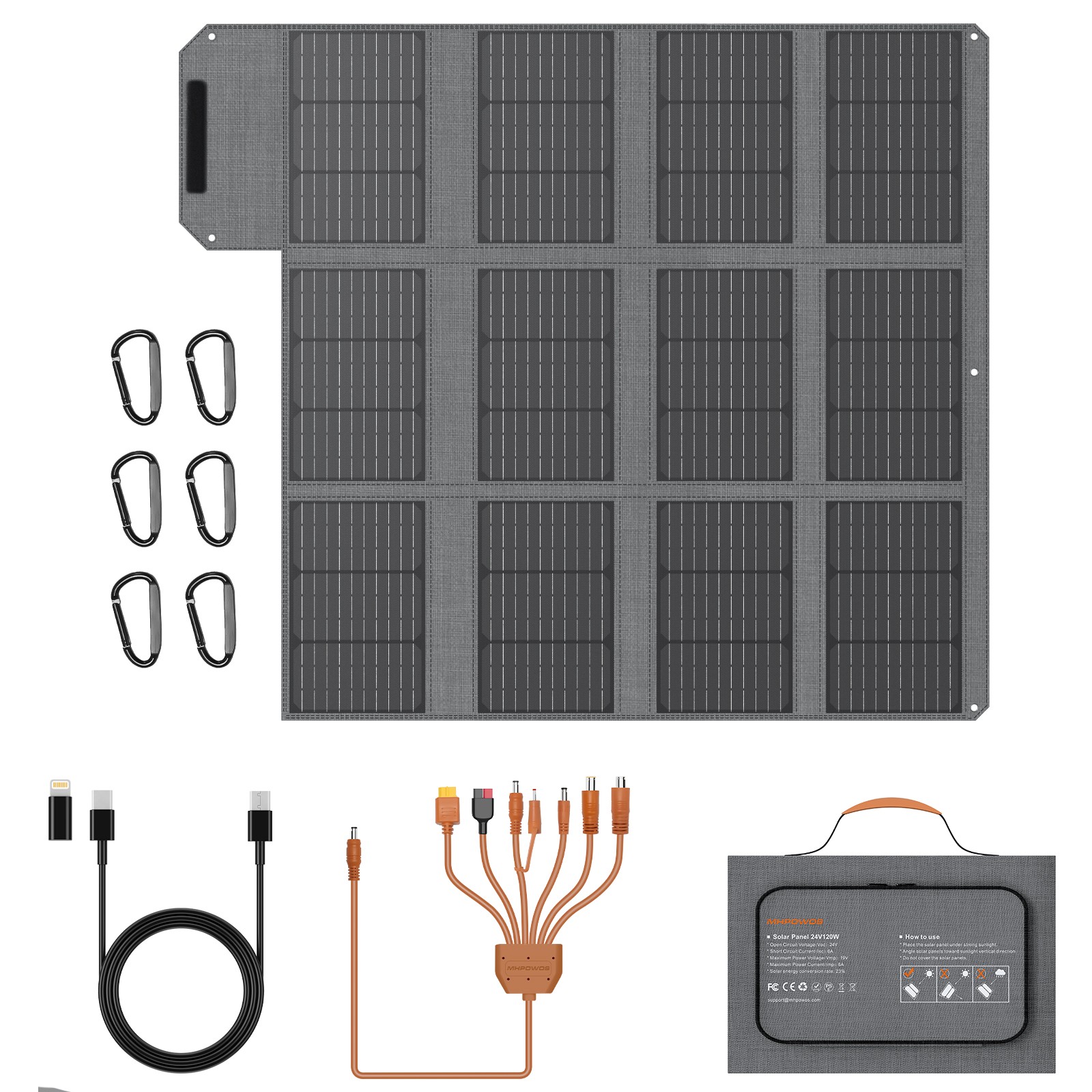 120W Portable Solar Panel Cell Charger USB Ports for Jackery ECOFLOW Refurbish