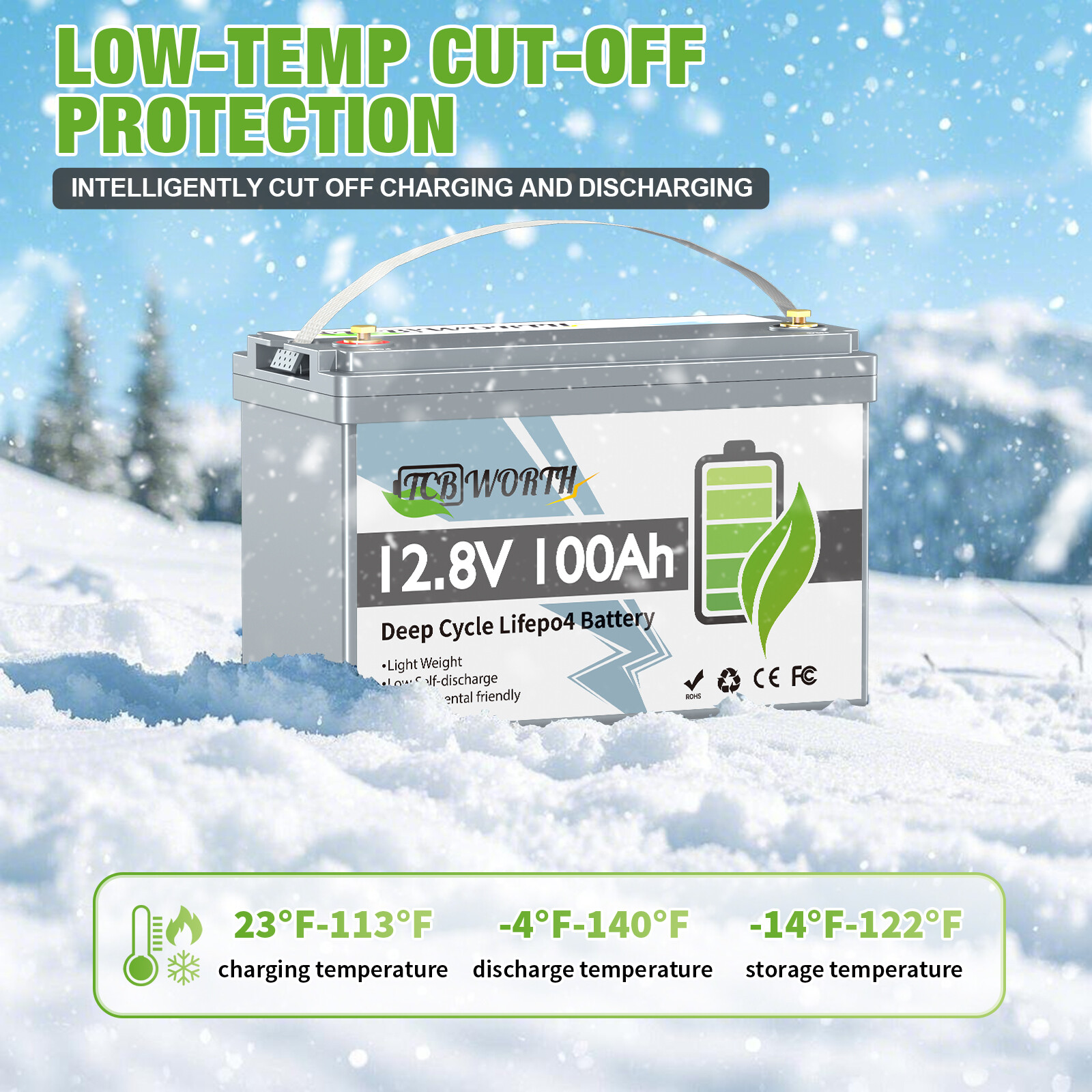 12V 100Ah LiFePO4 Lithium Battery BMS for Solar RV Off-grid Trolling Motor Boat