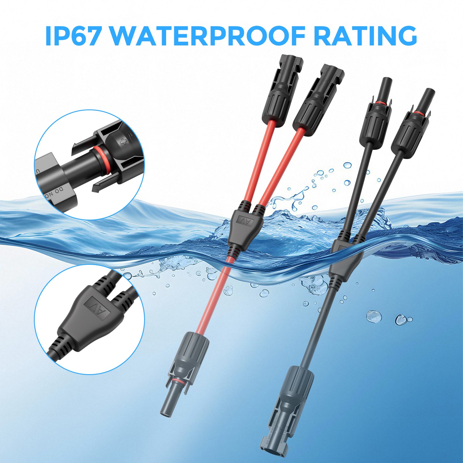 Solar Panel Y Branch M/F PV Connector Adapter Cable Connectors Extension US