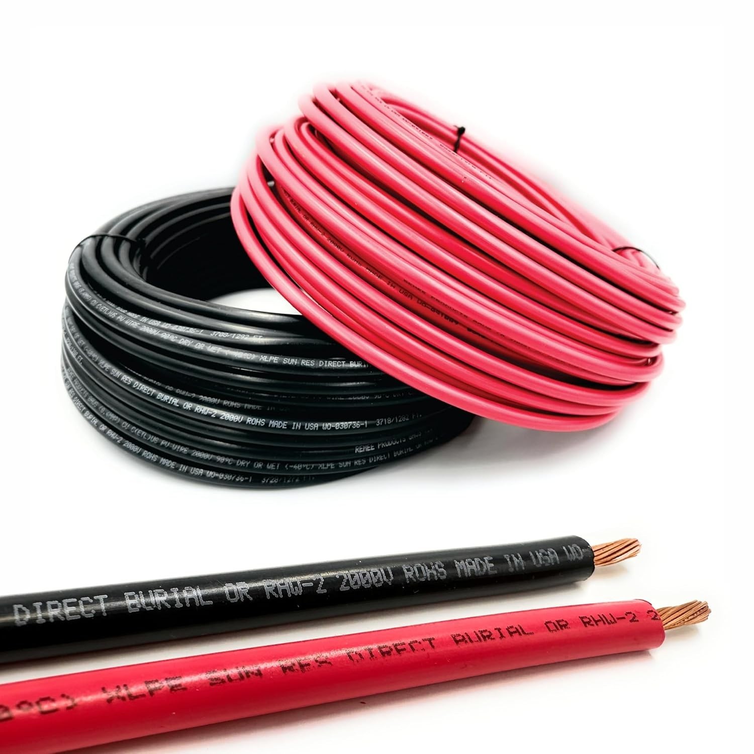 8 Gauge Solar Panel Professional Wire – Made in USA – 2×100 Ft Copper PV Wire UV