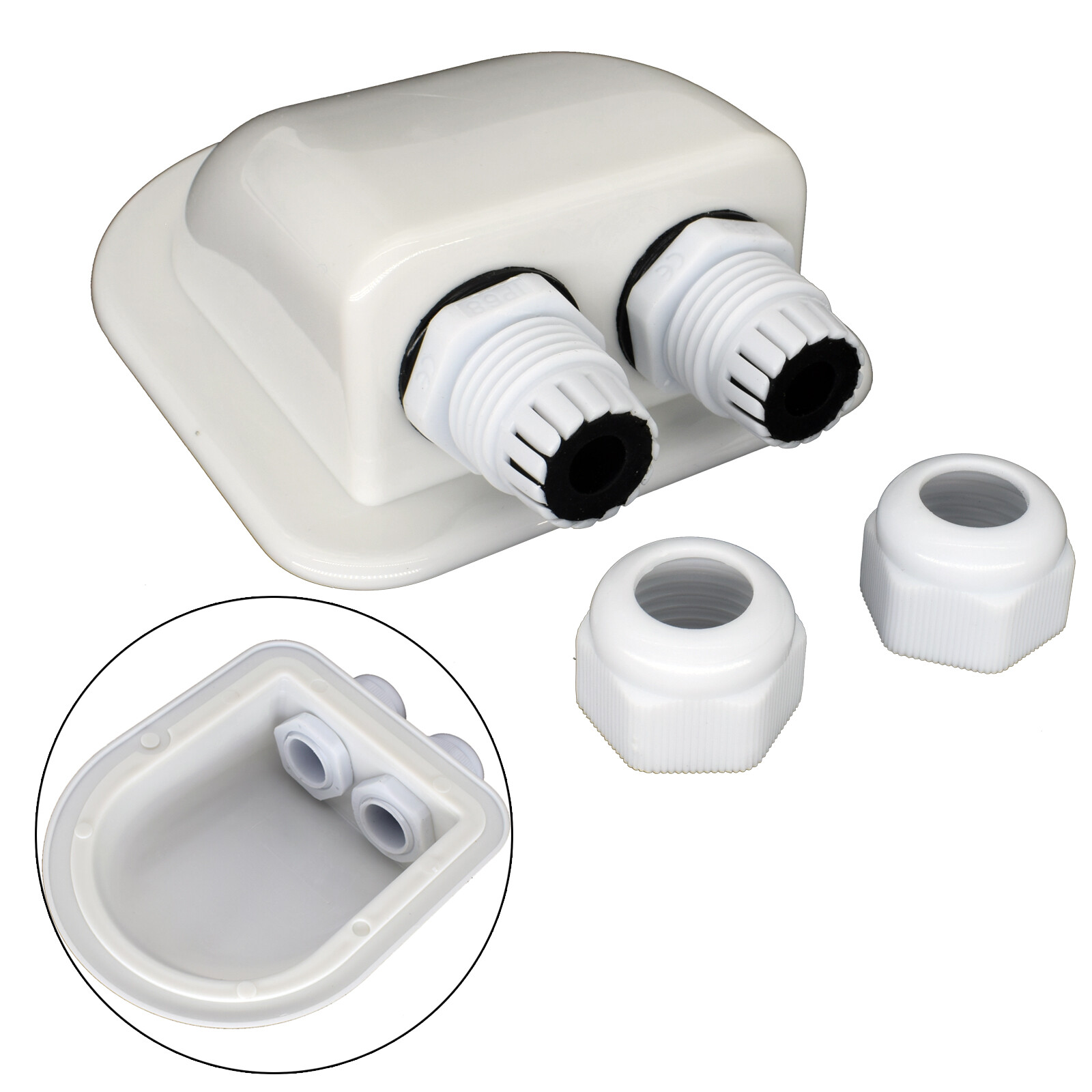 ABS Cable Entry Gland Waterproof Double Hole Junction Box RV Solar Panel Roof US