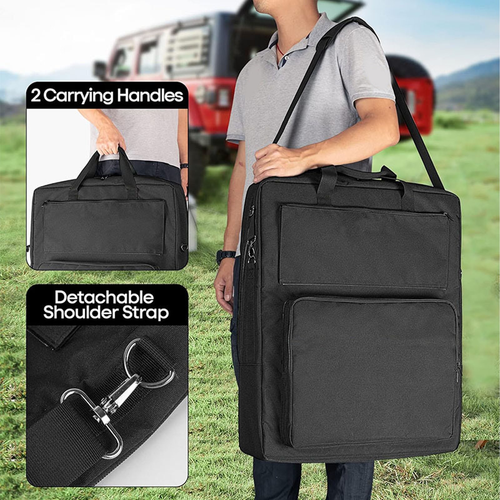 Solar Panel Storage Bag Double Layer Folding Travel Solar Panel Carrying Ca