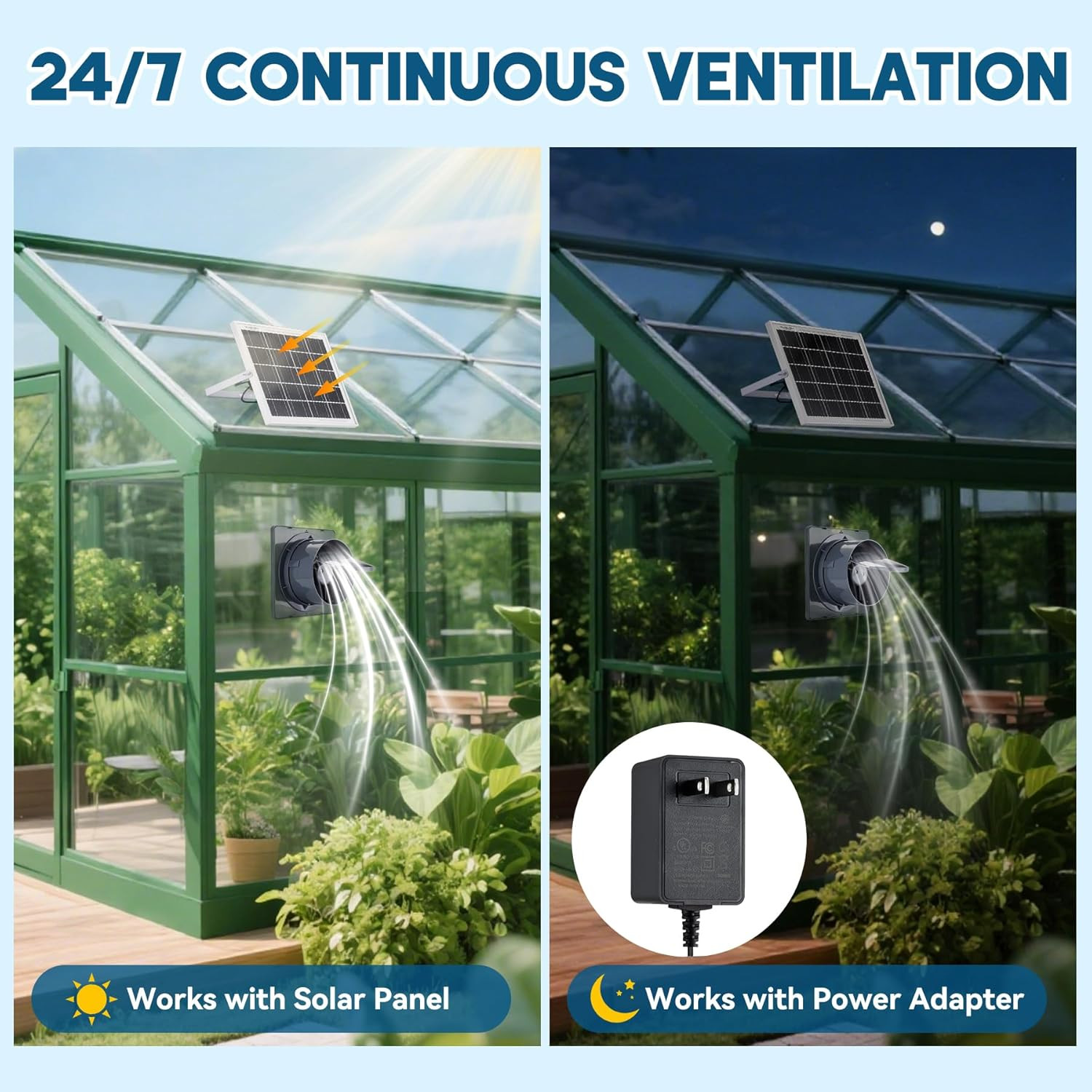 25W Solar Exhaust Fan Kit with 8″ High-Speed Fan, Bracket & Valve