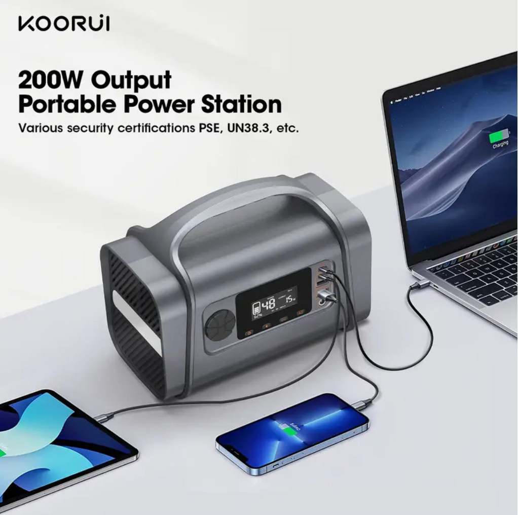 296Wh Portable Power Station 200W (Peak 400W), Lithium Battery Backup Power Supp