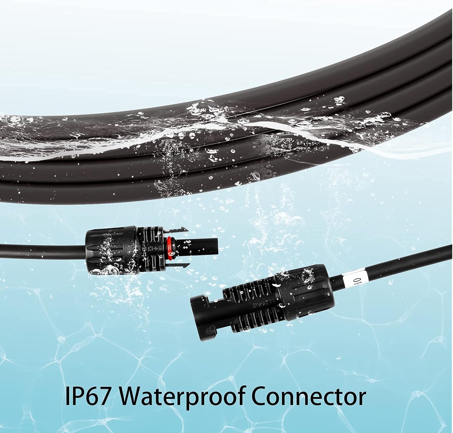 2 PCS 20Ft 10 AWG Adaptor Kit Solar Cable with Female and Male Connectors 1 Pair