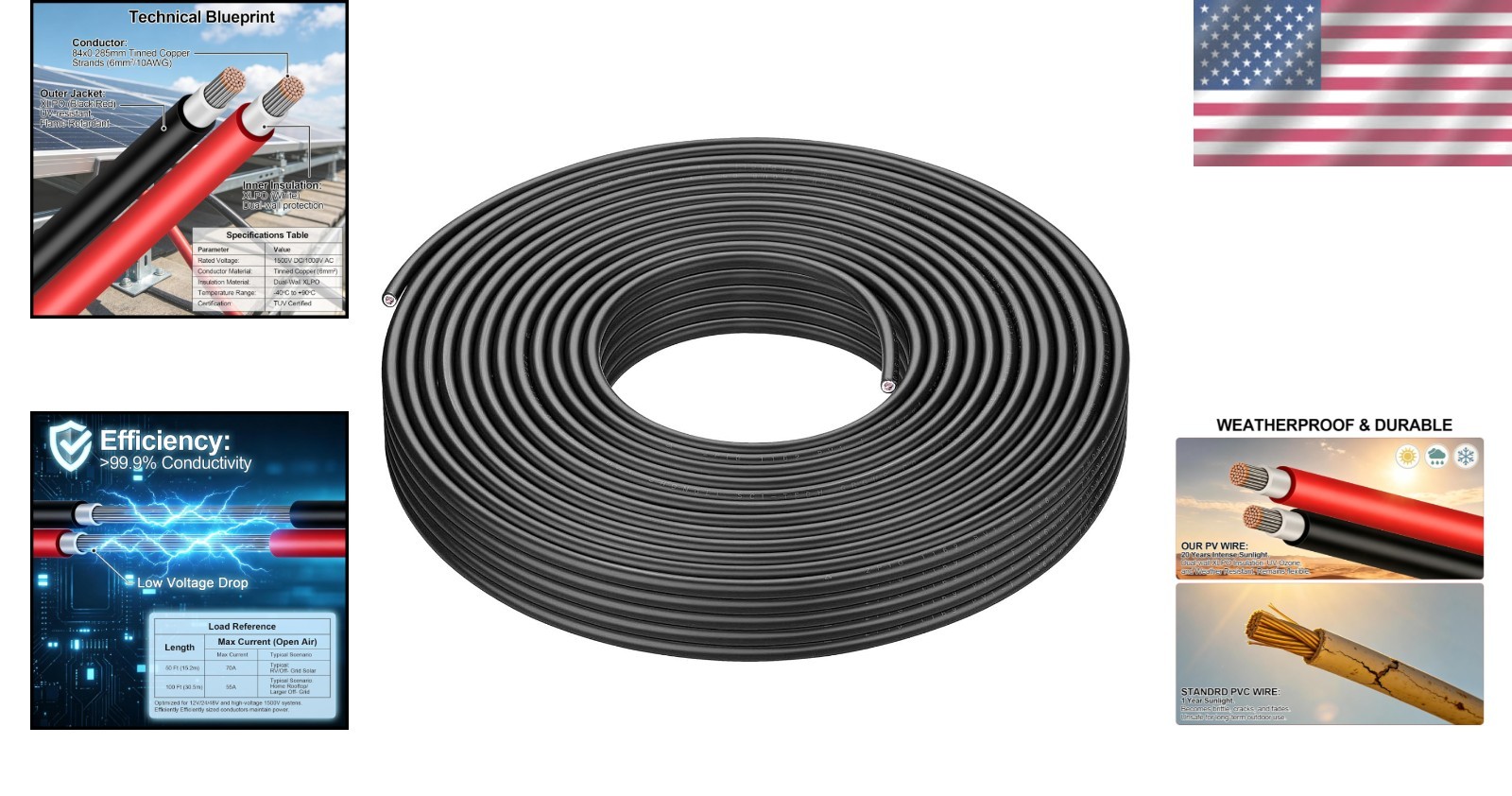 100Ft Marine-Grade 10 Gauge Tinned Copper Wire – Weather Resistant Power Cable